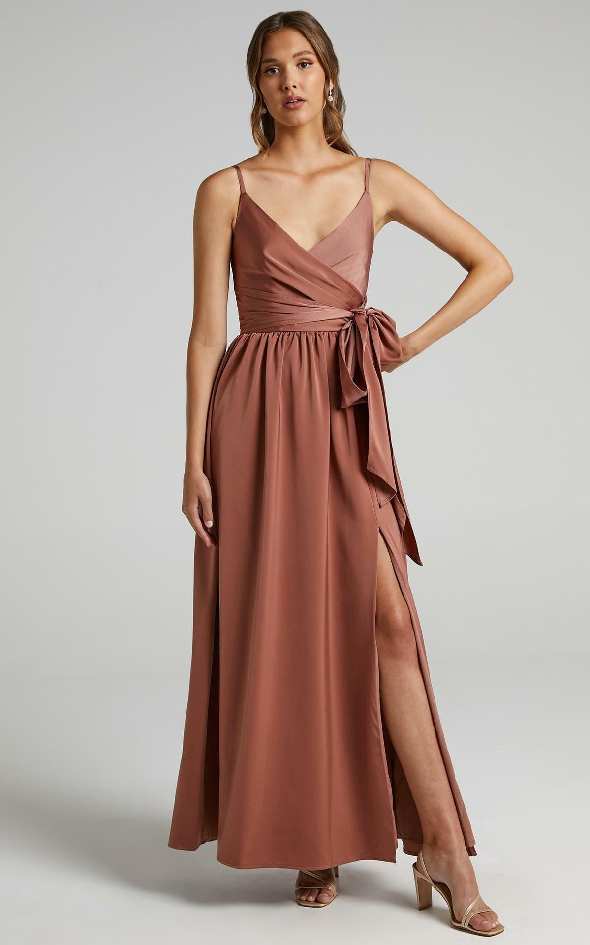 Limelight Satin High Low Maxi Dress Mauve