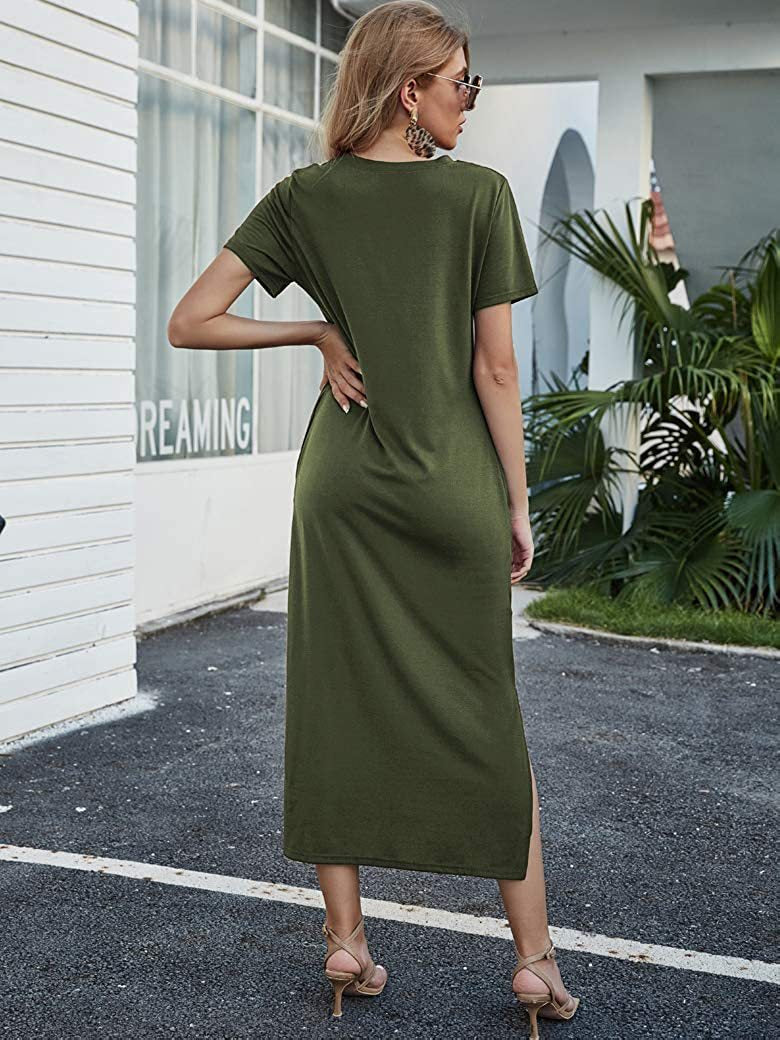 Sorrel Pocketed Knit T Shirt Dress Sage