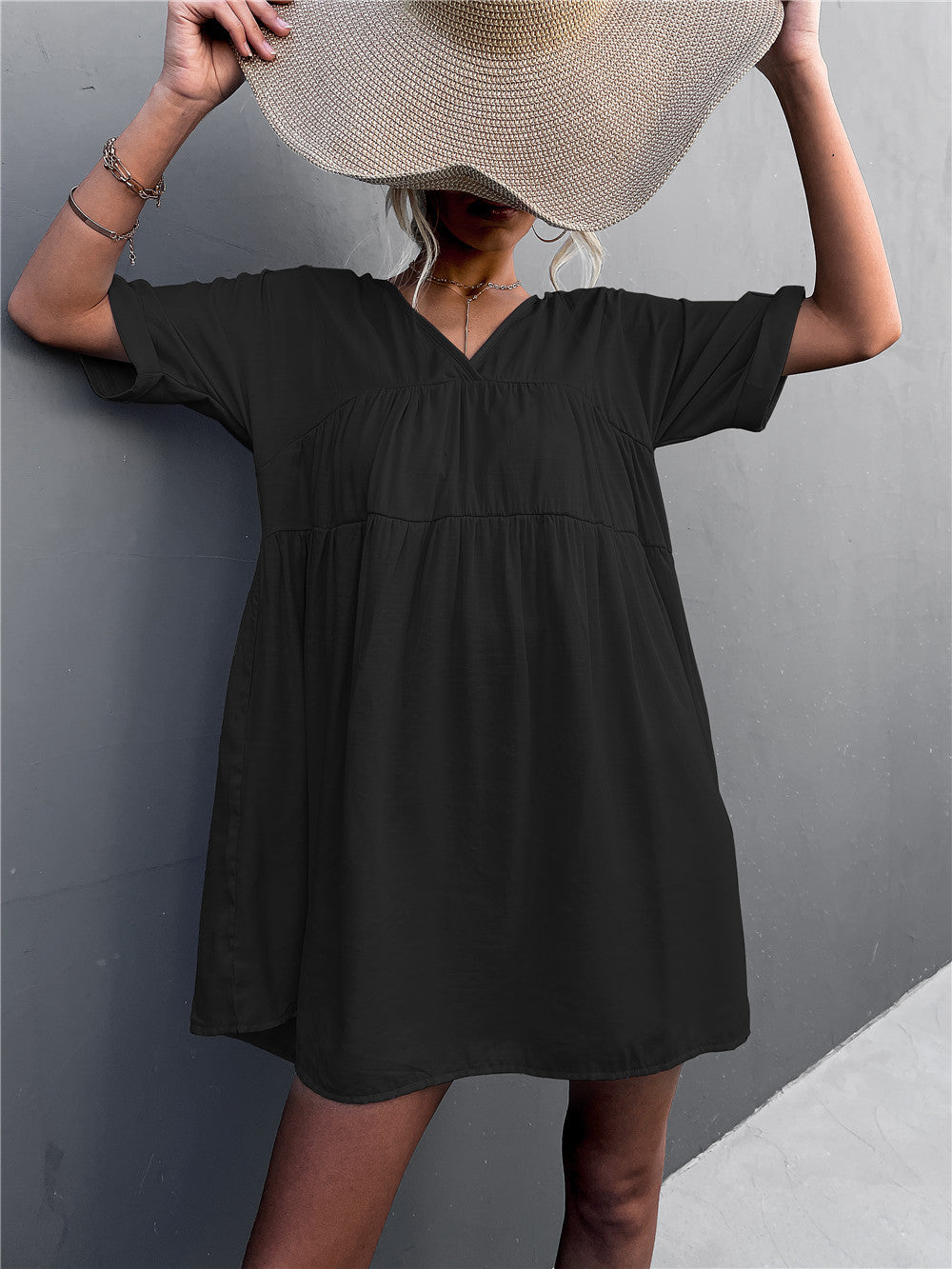 Cheers To Summer Pocketed Tassel Dress Black
