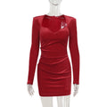 Elegant Slim Fit Velvet Long Sleeves Socialite Slim Fit Hip Dress