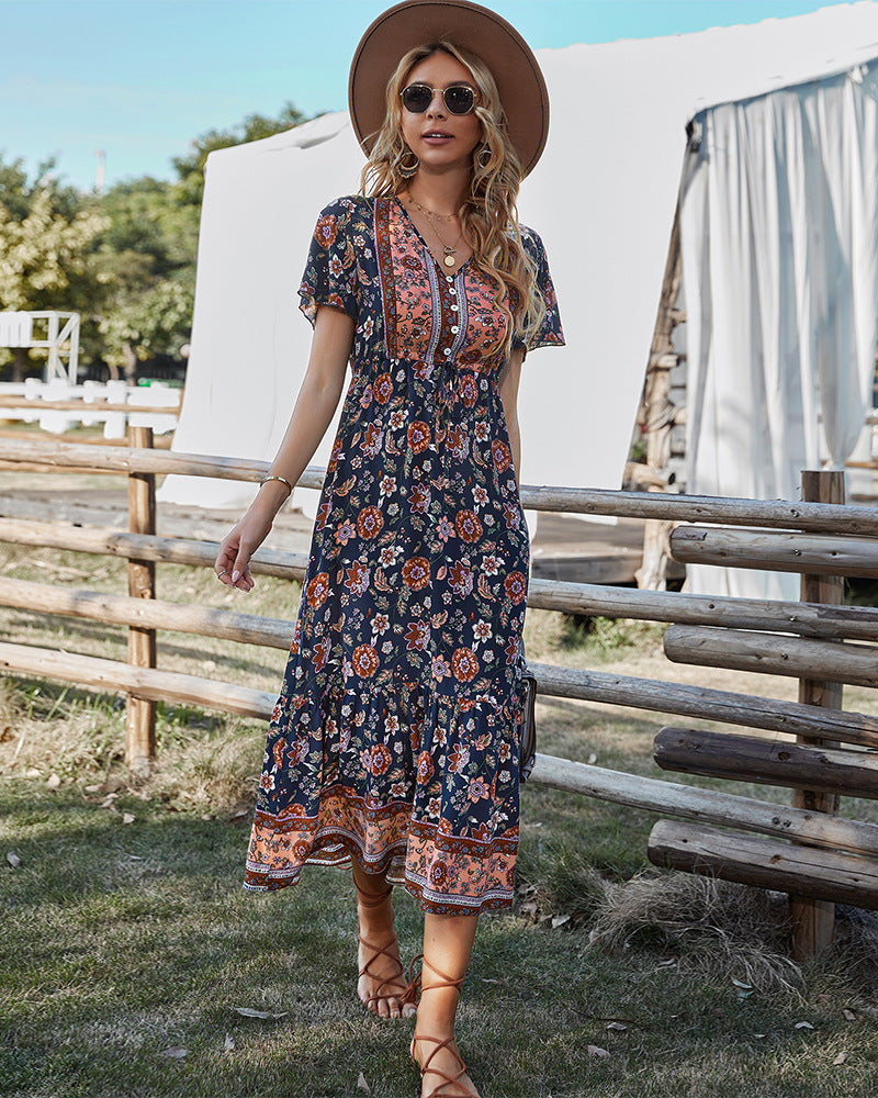 Club Tropicana Embroidered Maxi Dress Salmon FINAL