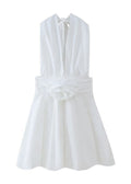 Rosalie Halter Neck Mini Dress with Pearl Details
