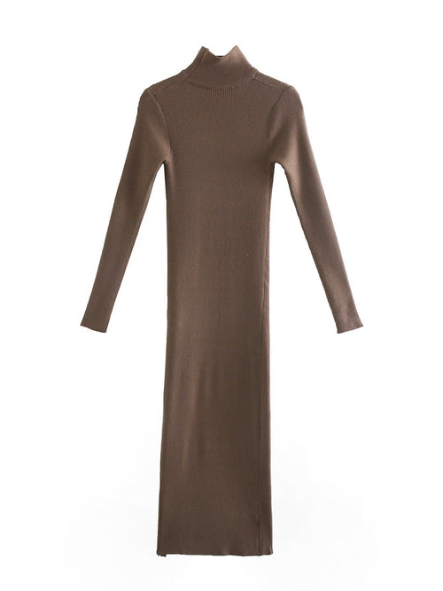 Caleb Ribbed Knit Midi Dress Caramel FINAL