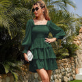 Marta Ruffle Tiered Dress Evergreen