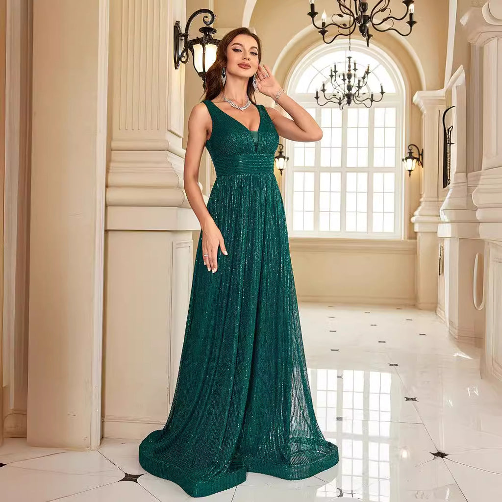 Sexy Backless Dress Maxi Dress Green Sequin Slim Fishtail Bridesmaid Cocktail Evening Dress