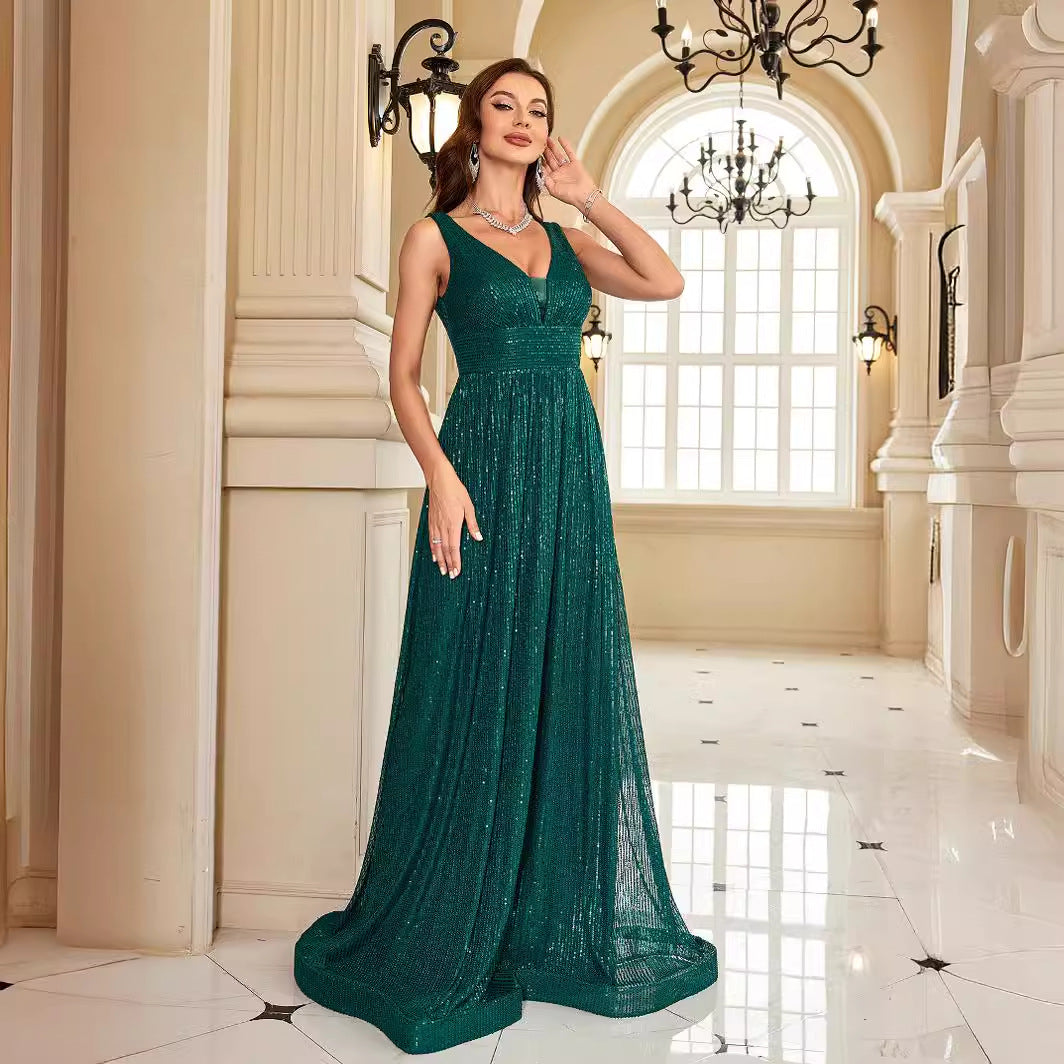 Sexy Backless Dress Maxi Dress Green Sequin Slim Fishtail Bridesmaid Cocktail Evening Dress