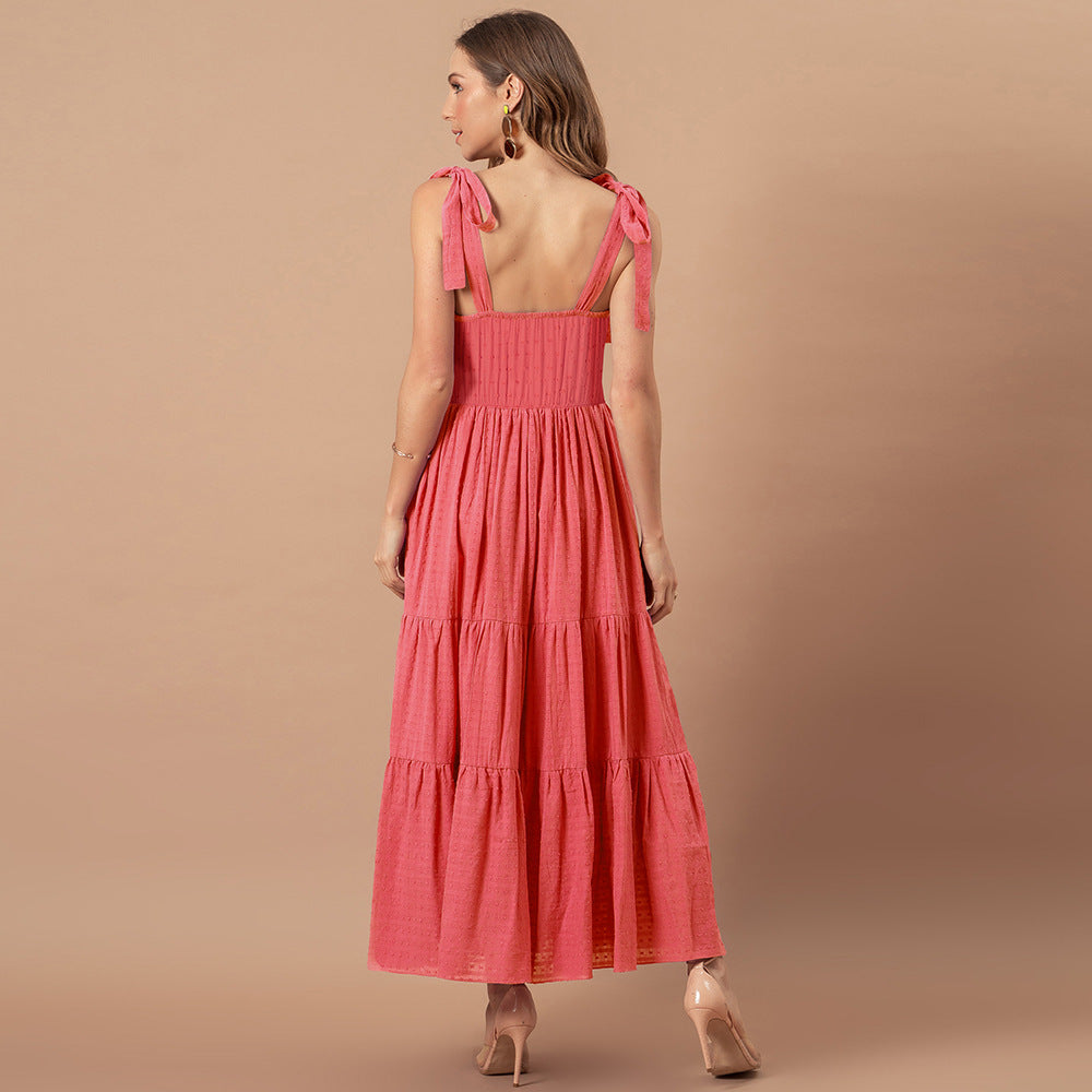 Kept Close Smocked Maxi Dress Fuchsia FINAL