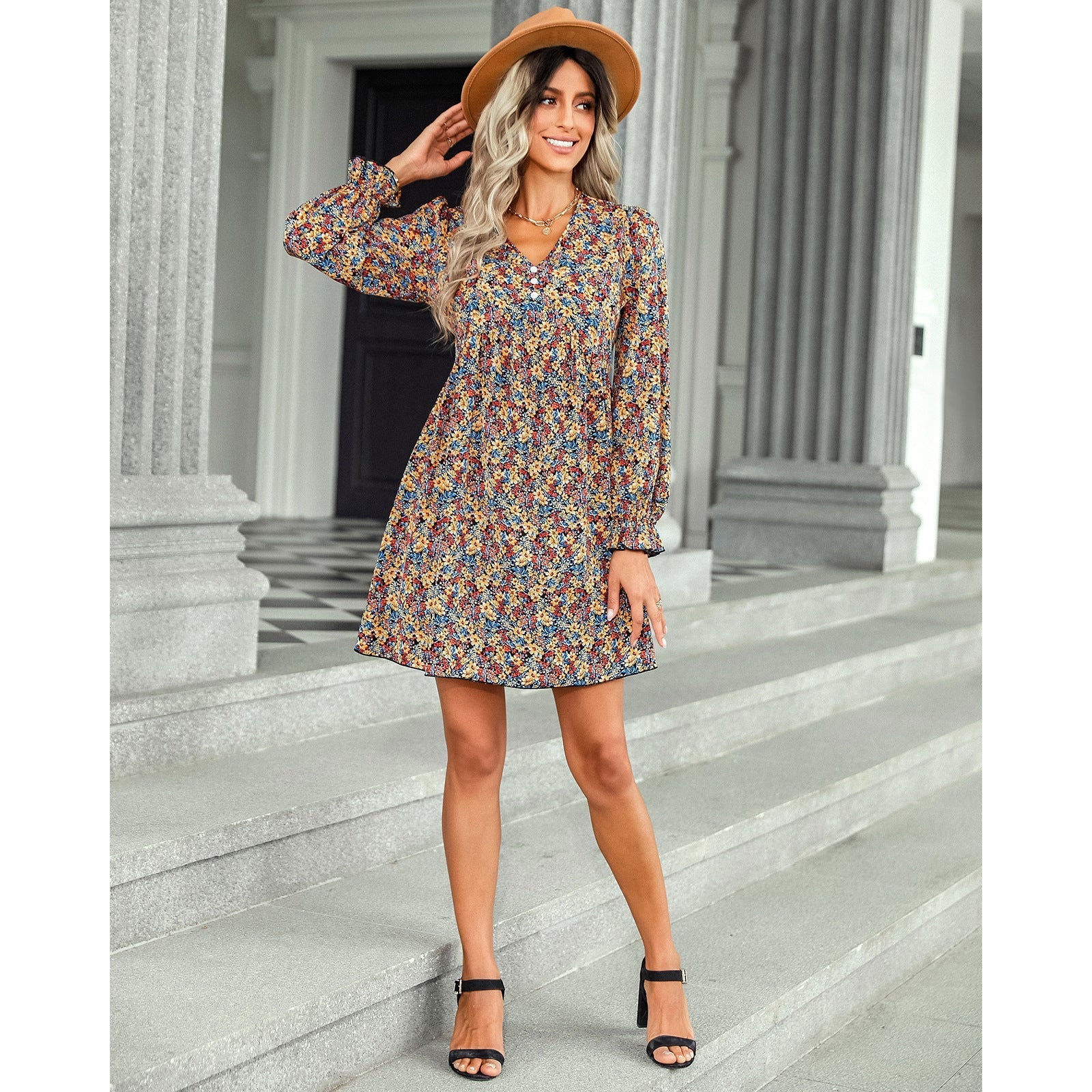 Rainstone Floral Ruffle Tie Dress FINAL