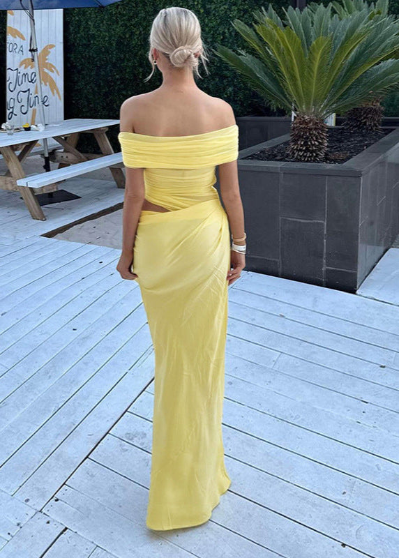 Celeste Off Shoulder Ruched Maxi Dress