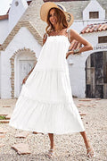 Shirley Ruffle Tiered Midi Dress White