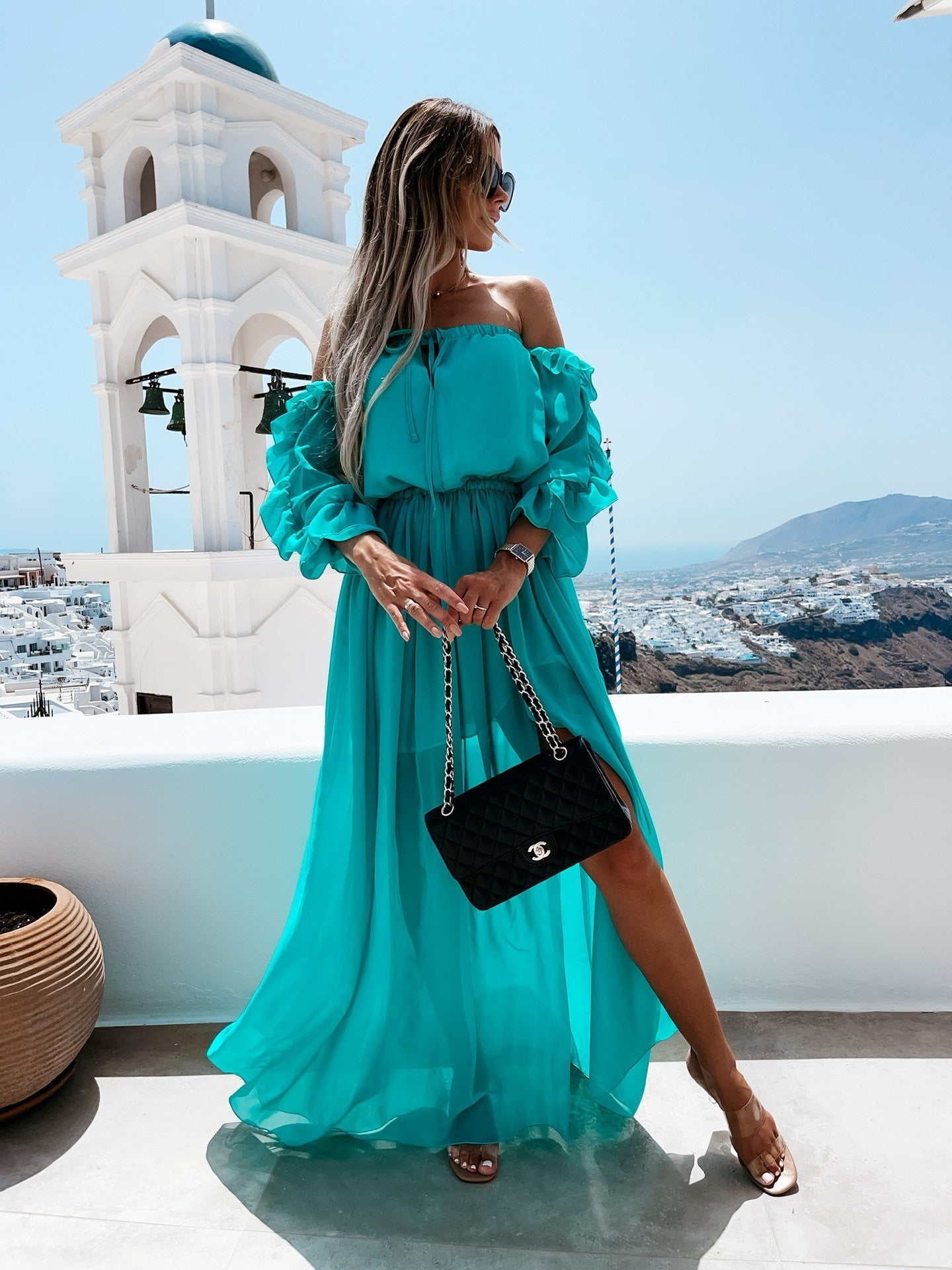 Peacekeeper Off The Shoulder Midi Dress Soft Sage