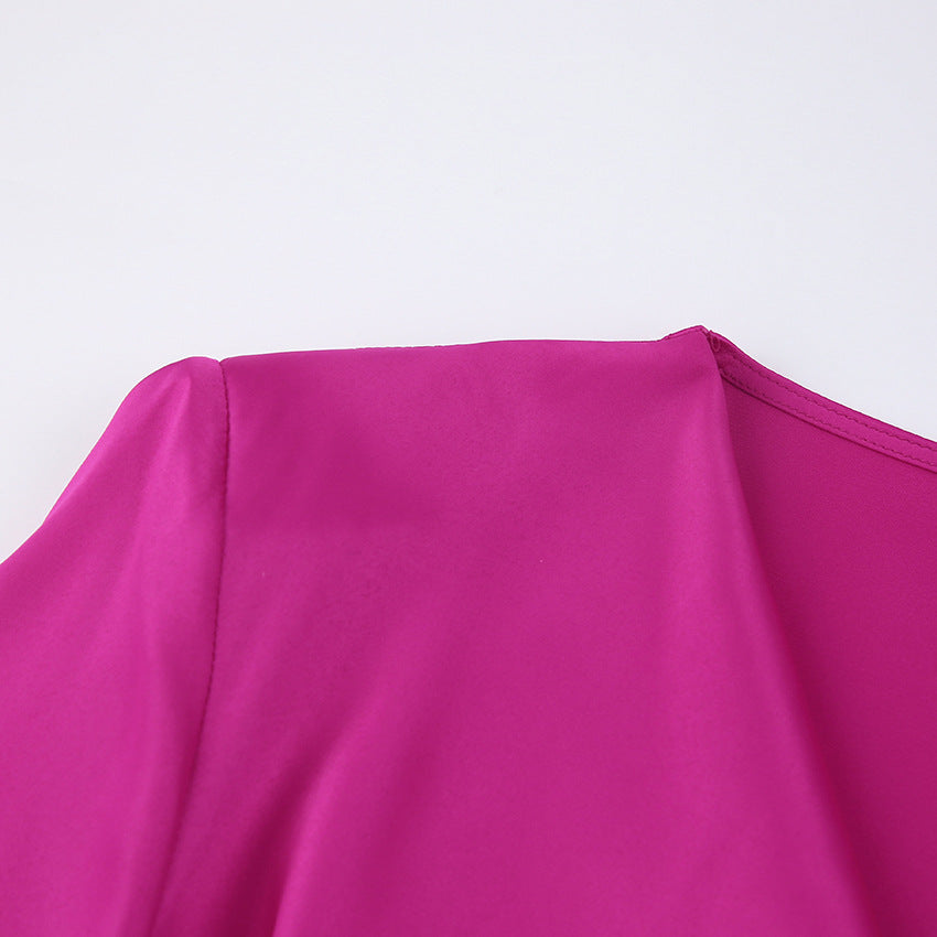 Didi Satin Drape Mini Dress Bright Fuchsia