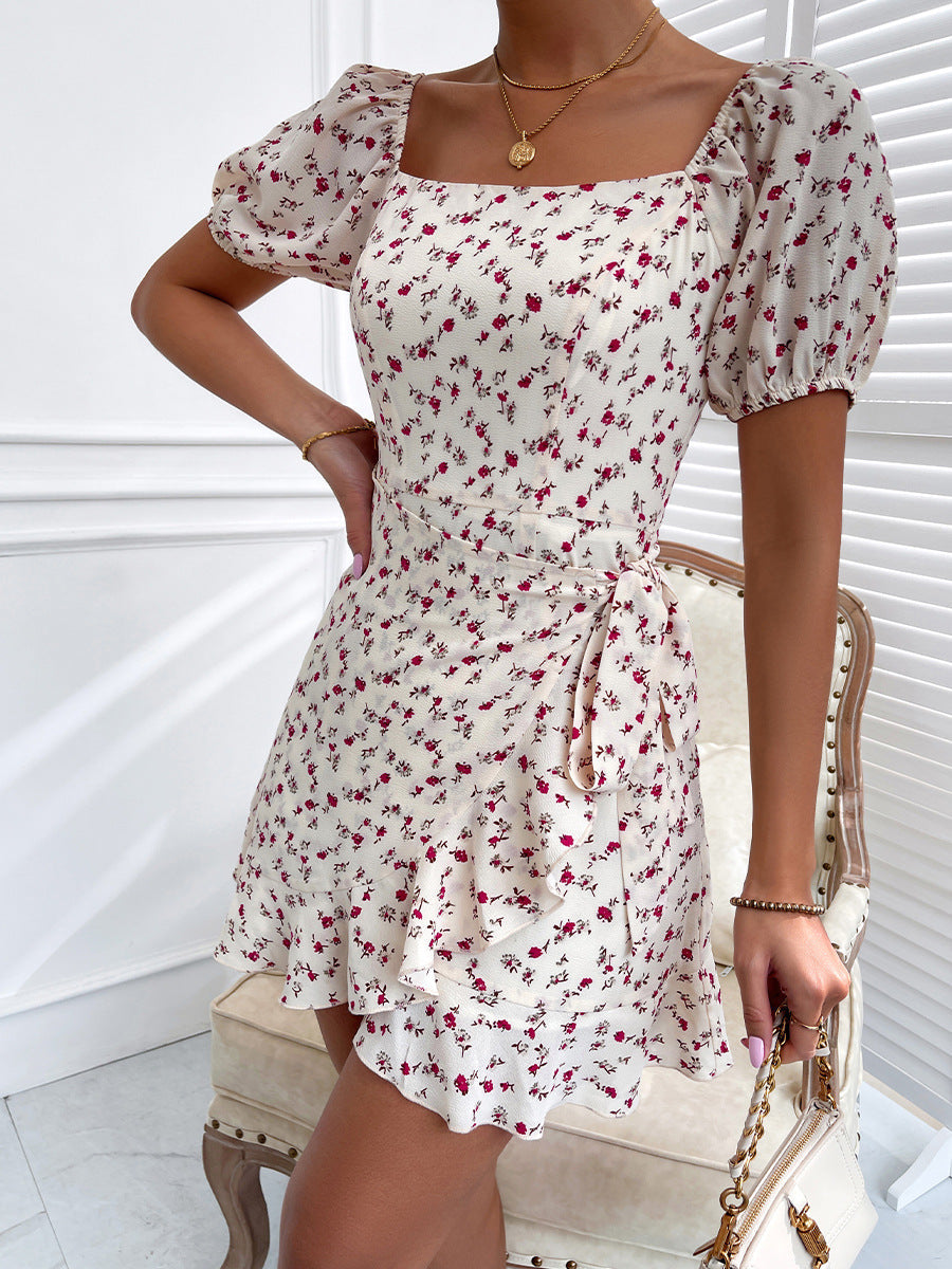 Myla Cotton Floral Tie Front Babydoll Dress Pink Cream