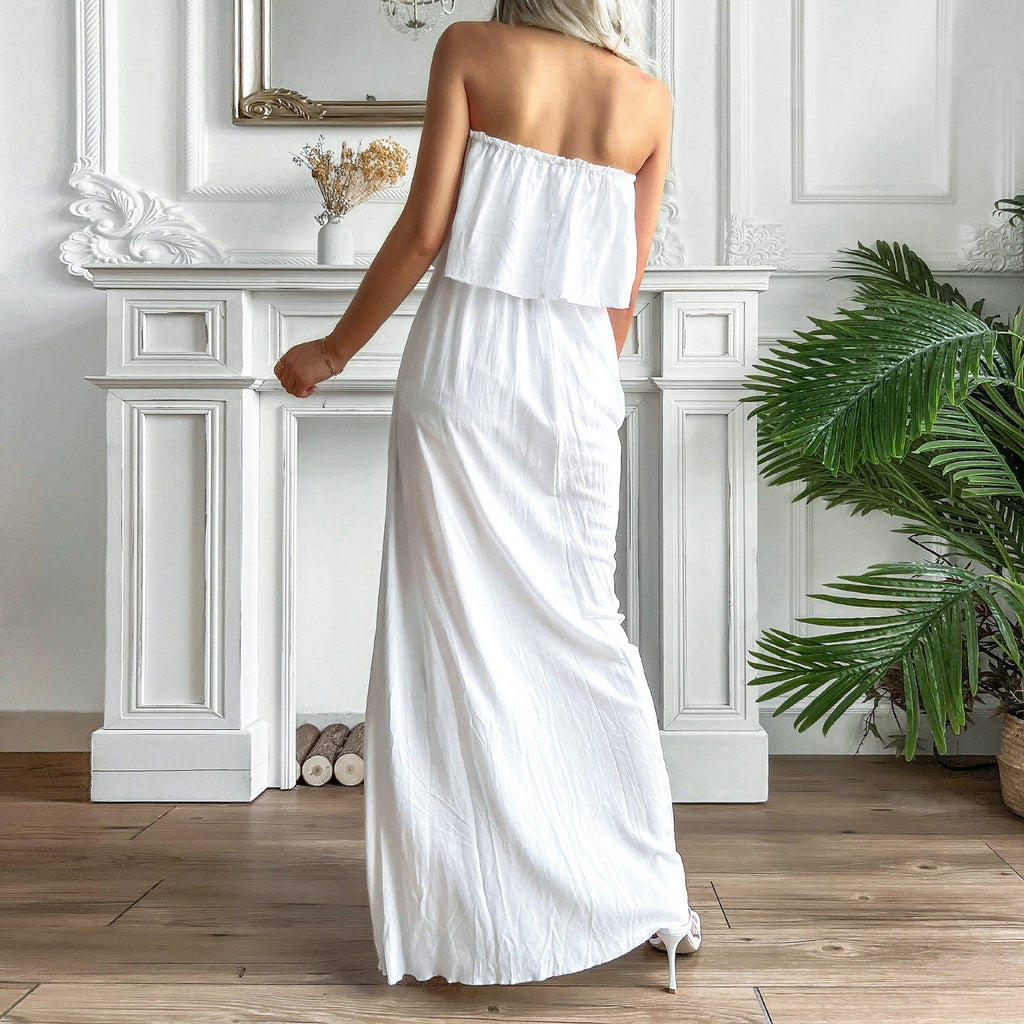 Positive Energy Strapless Maxi Dress Off White