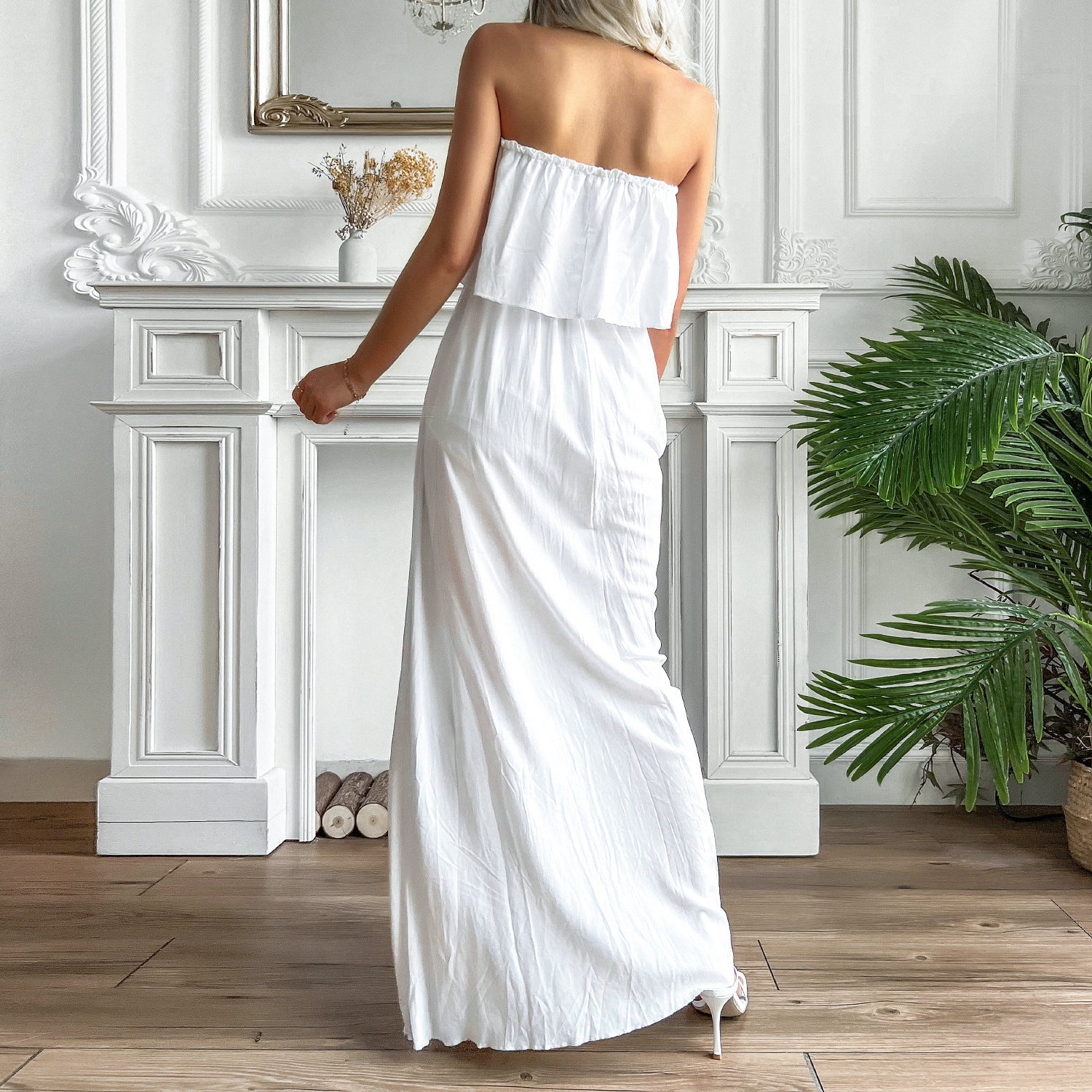Positive Energy Strapless Maxi Dress Off White