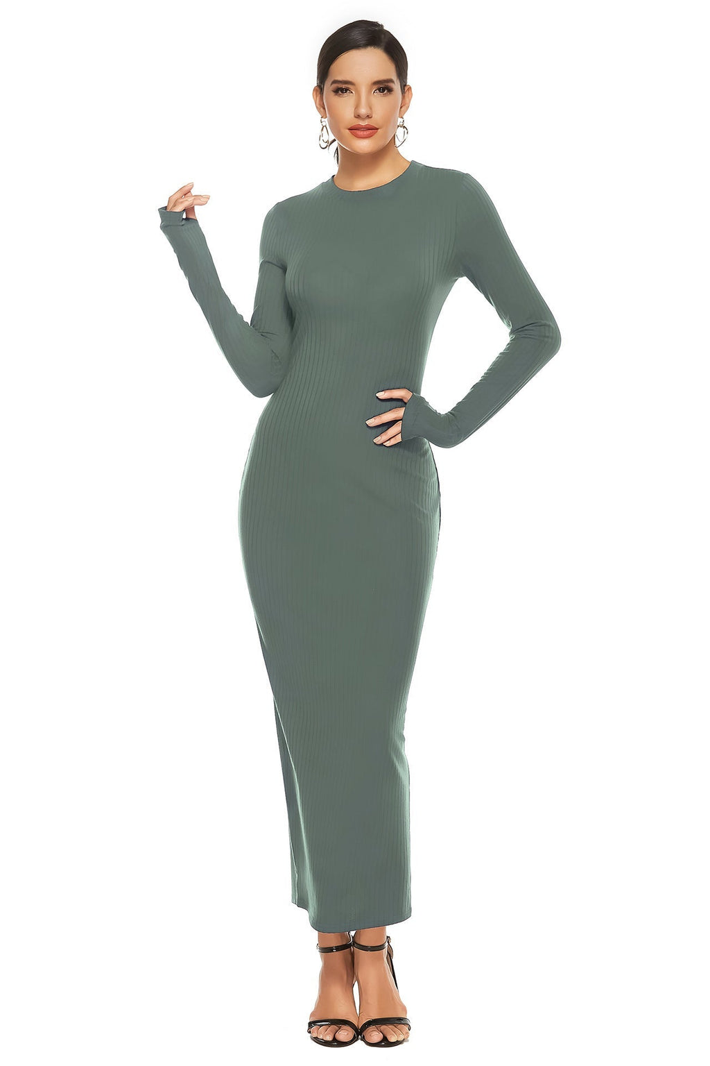 Cheers To You Knit Maxi Sweater Dress Olive