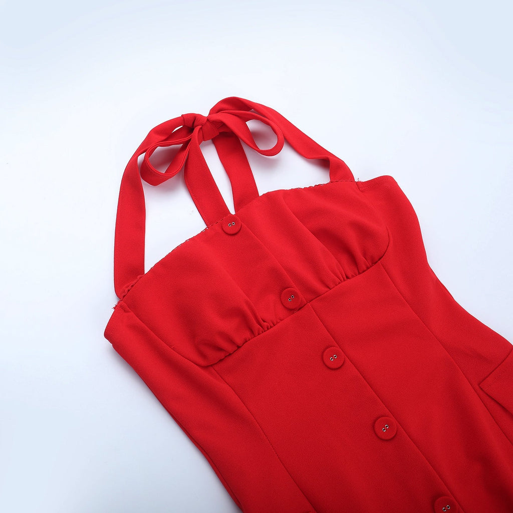 Carnes Midi Dress Red