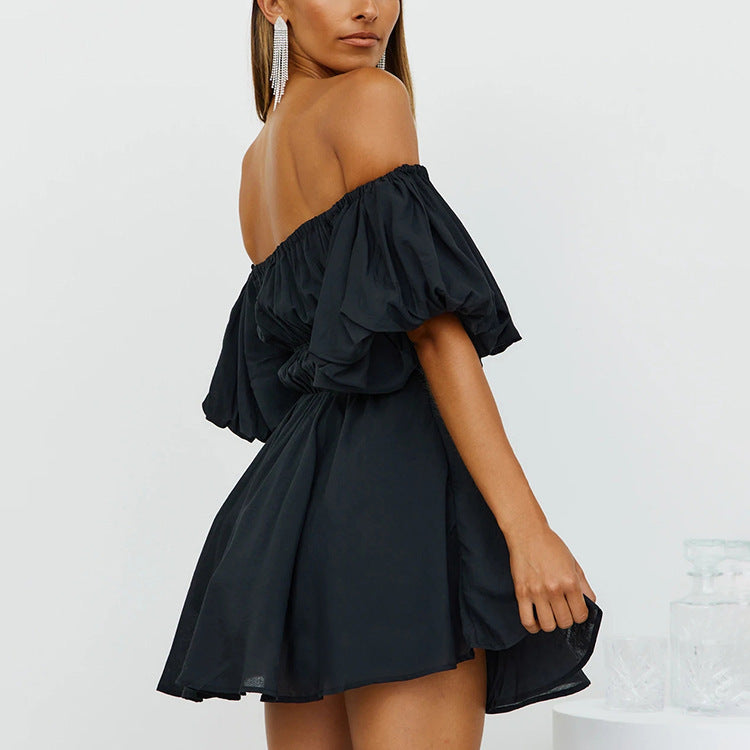Liveliest Off The Shoulder Asymmetrical Dress Black