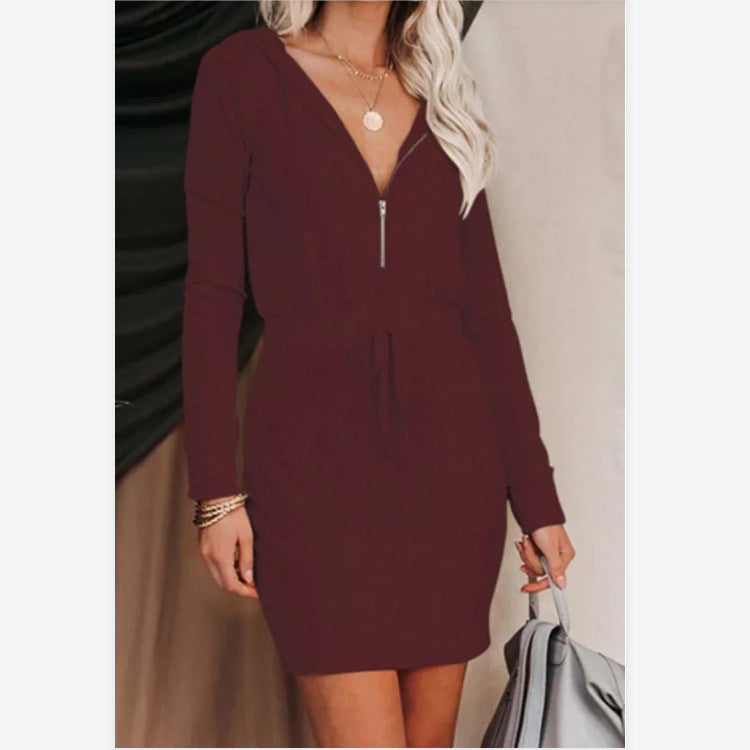 Hope Half Zip Hooded Knit Dress Lavender
