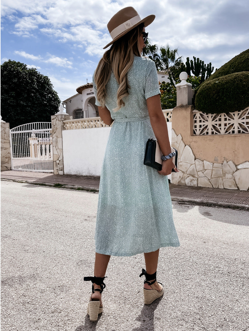 Otilia Floral Button Down Midi Dress Ivory Multi
