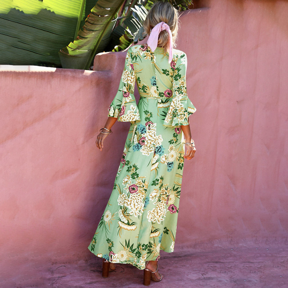 Israella Floral Wrap Maxi Dress Sage FINAL