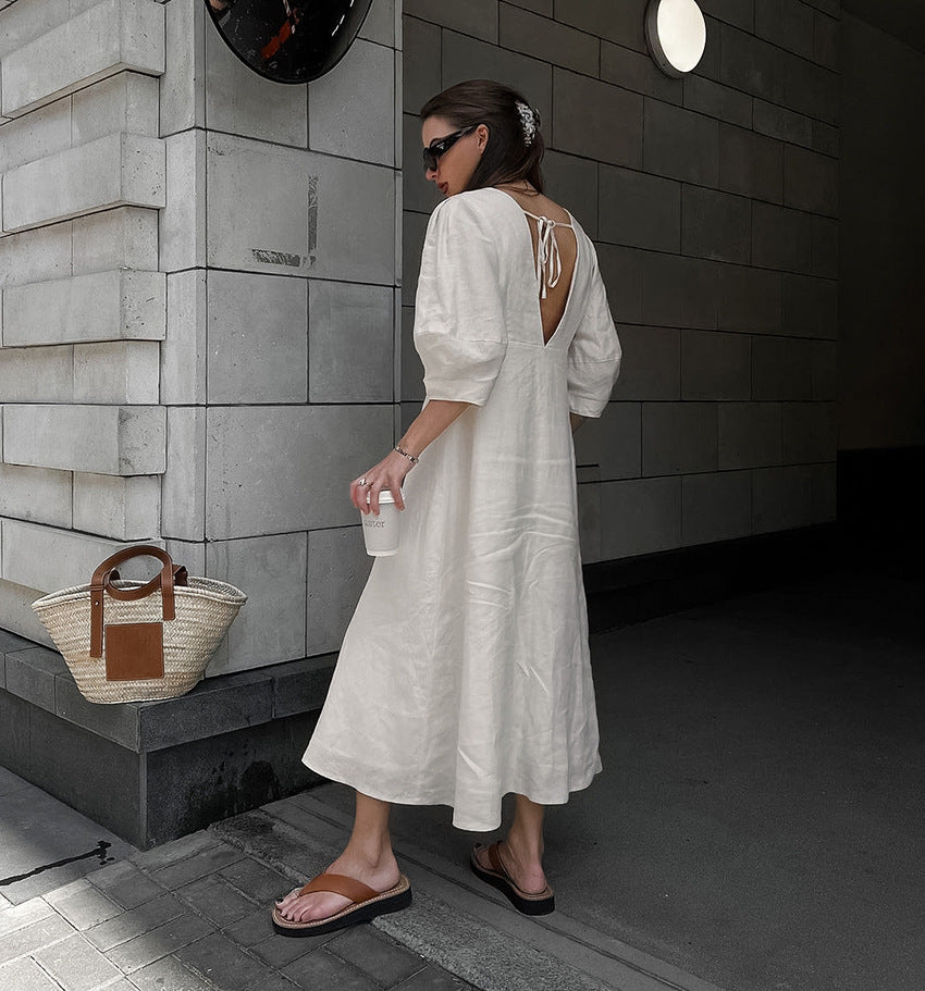 Gemini Rising Dress Off White