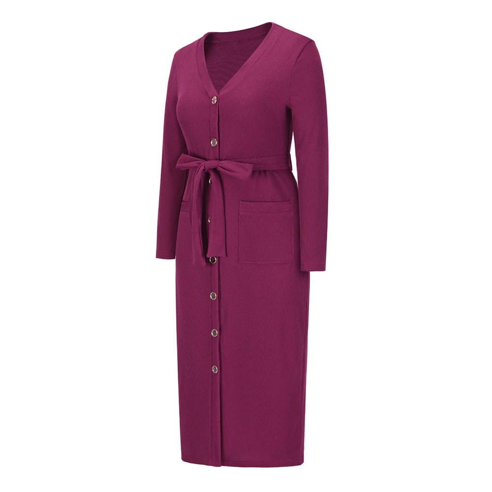 Sakura Ribbed Knit Midi Dress Mulberry