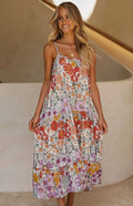 Kiram Floral Tiered Tassel Babydoll Dress Pink Multi