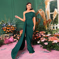 Chest Wrapped Elegant Boat Neck Long Cocktail Hip Wrapped Ribbon Evening Dress Bridesmaid Dress Dress
