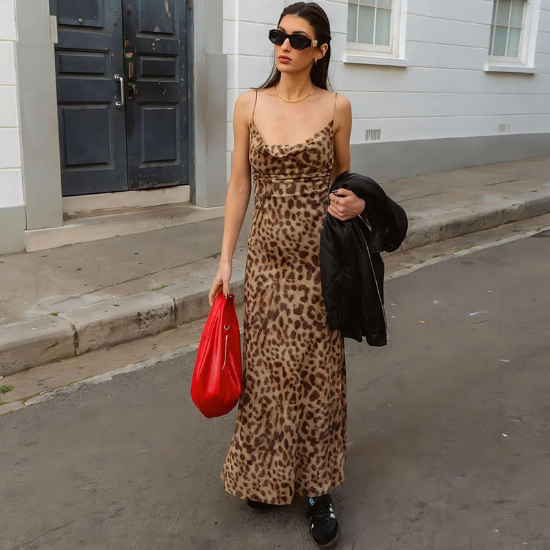 Leopard Aura Midi Dress Brown