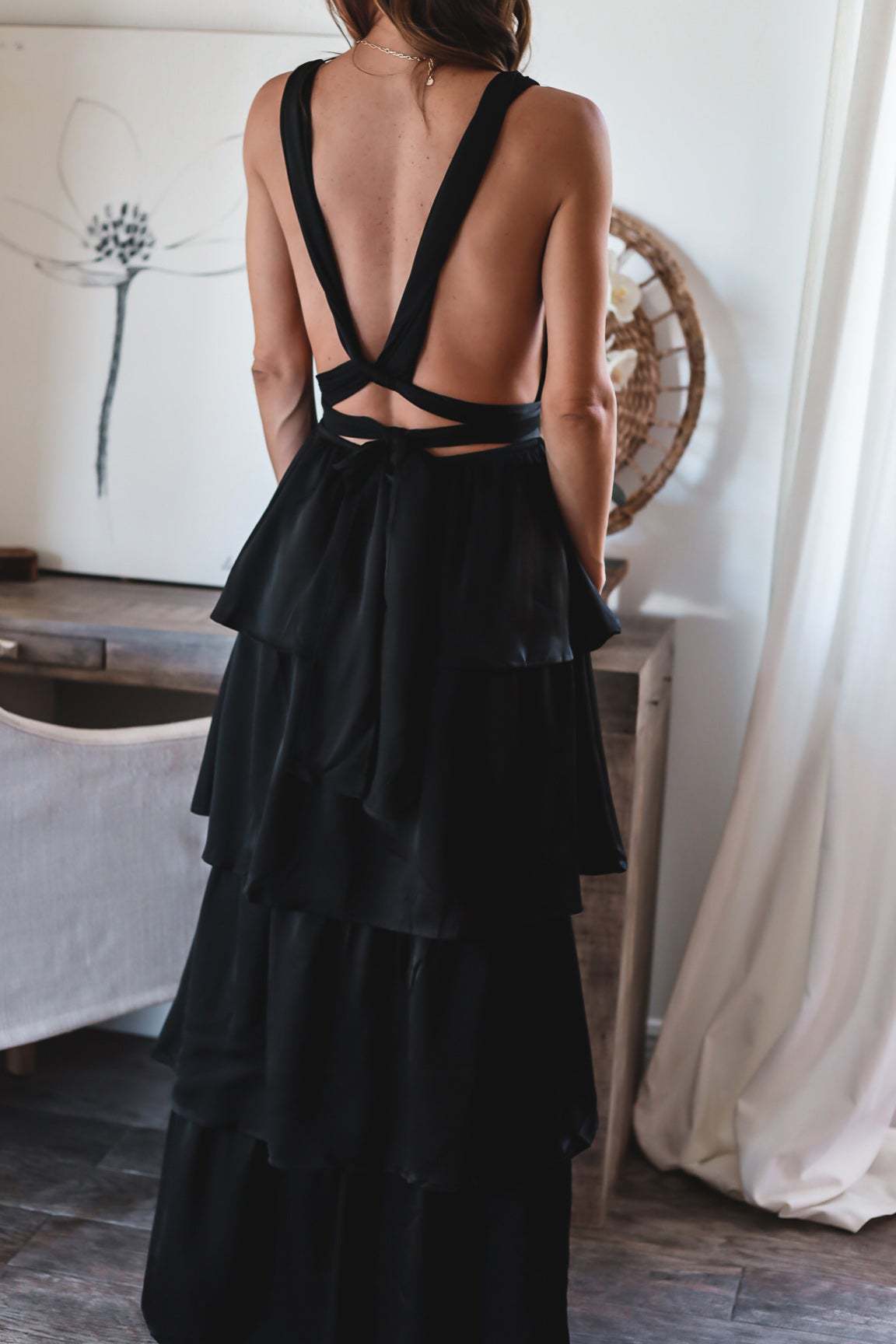 Formal Introduction Ruffle Tiered Maxi Dress Black