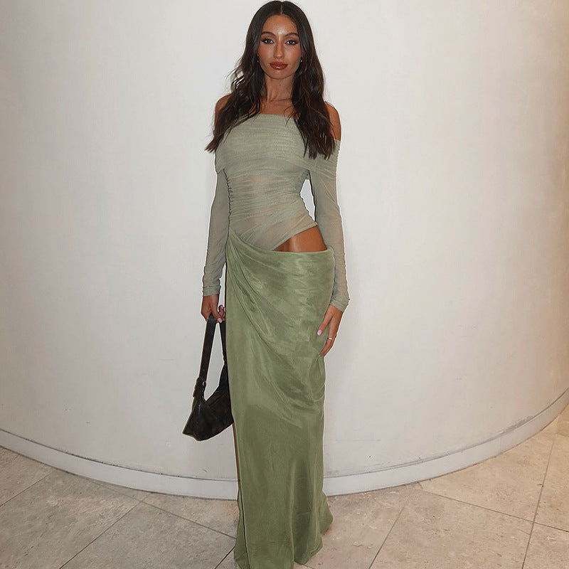 Alisha Off Shoulder Dress Green
