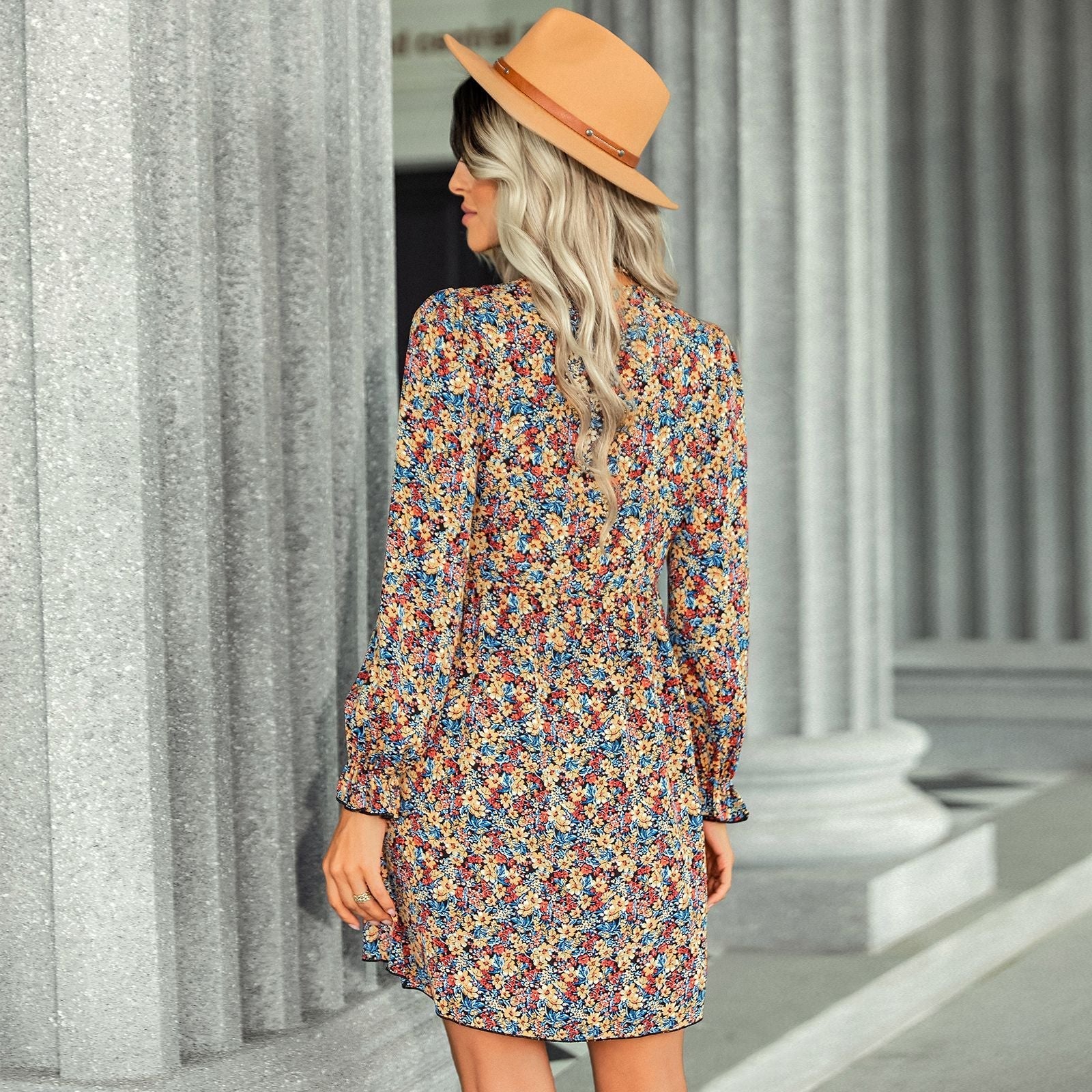 Rainstone Floral Ruffle Tie Dress FINAL