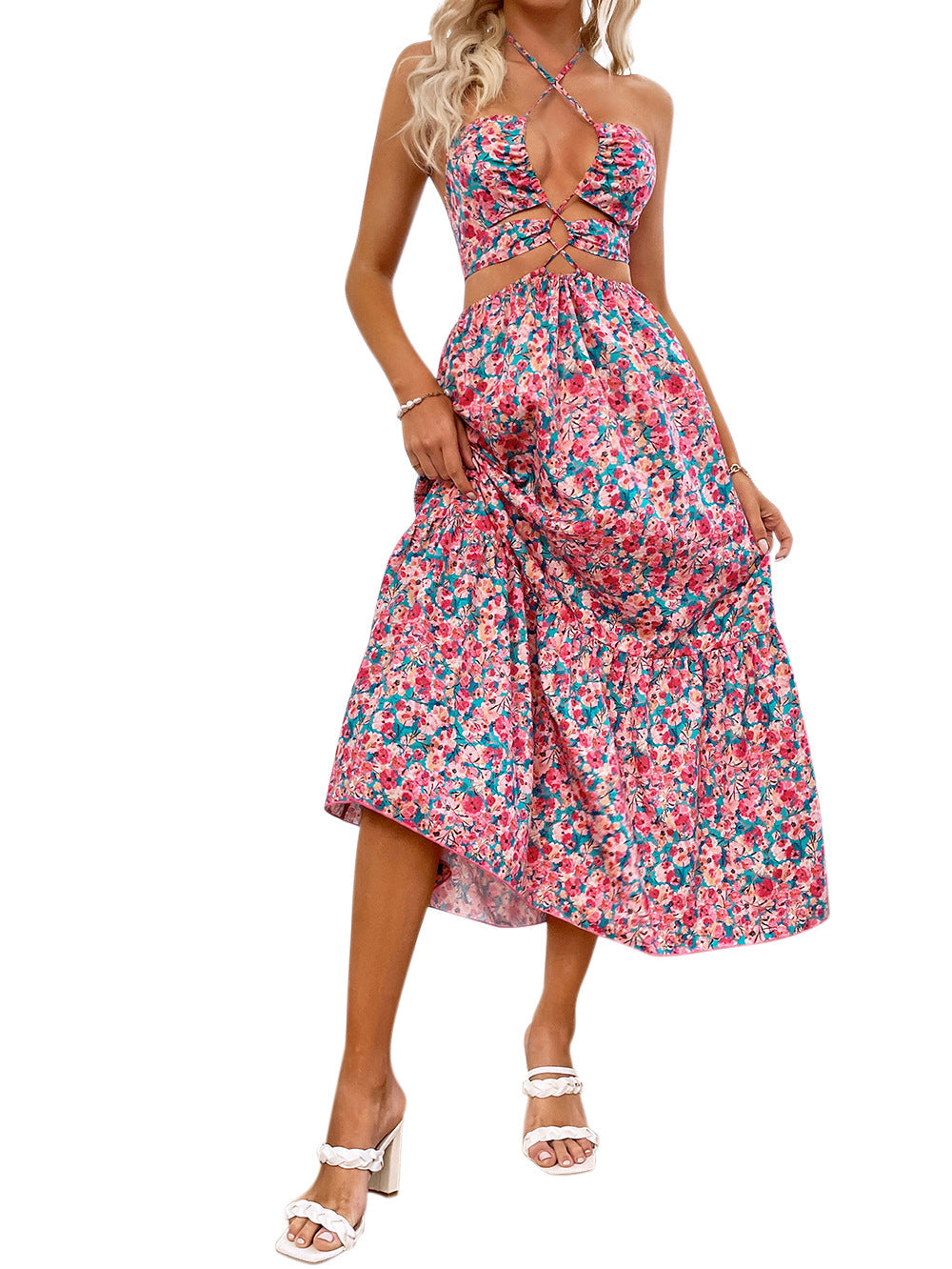 City Strut Printed Cutout Midi Dress FINAL