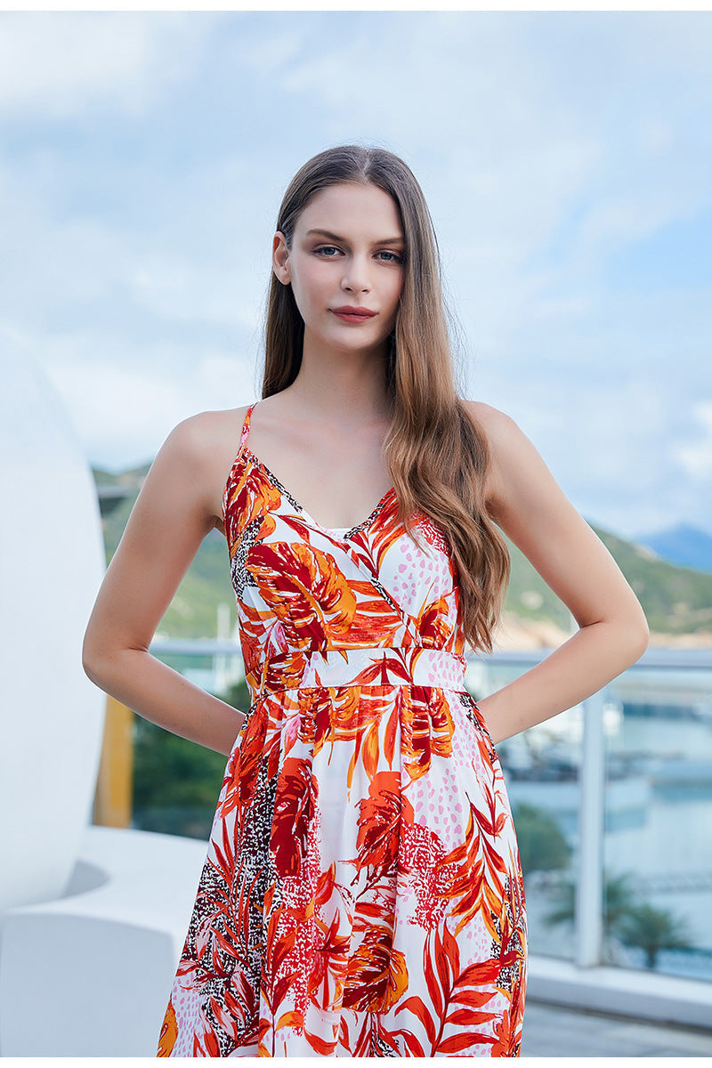 Take Me To Paradise Printed Maxi Dress Salmon