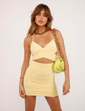 Cressida Ribbed Knit Cutout Dress Mustard FINAL