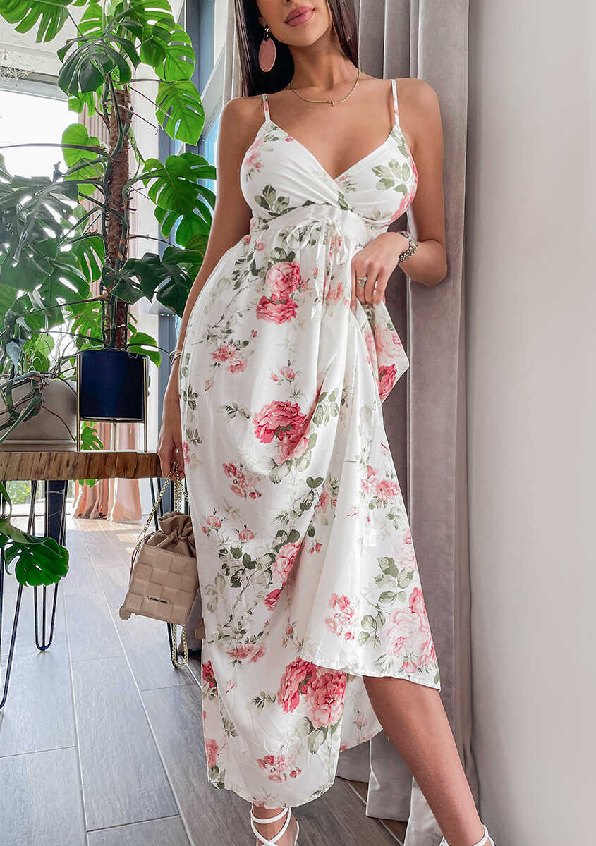 Hawaiian Floral Ruffle Halter Maxi Dress FINAL