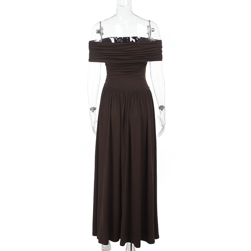 Dahlia Off Shoulder Dress Brown