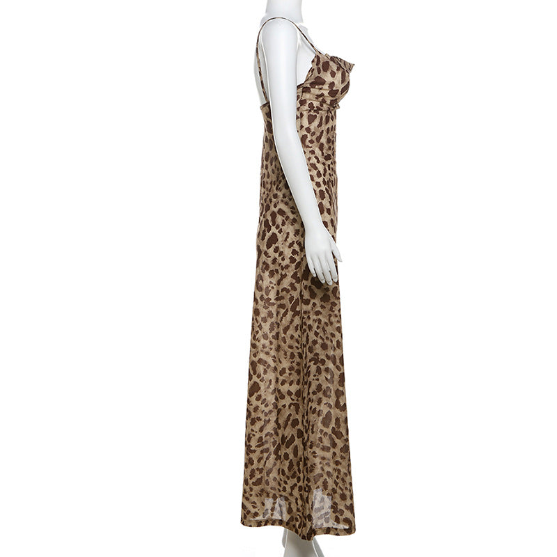Leopard Aura Midi Dress Brown