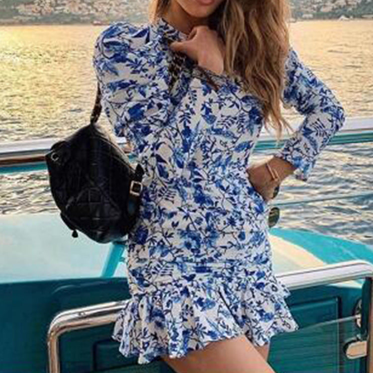 Sketch Print Ruffle Tiered Dress FINAL