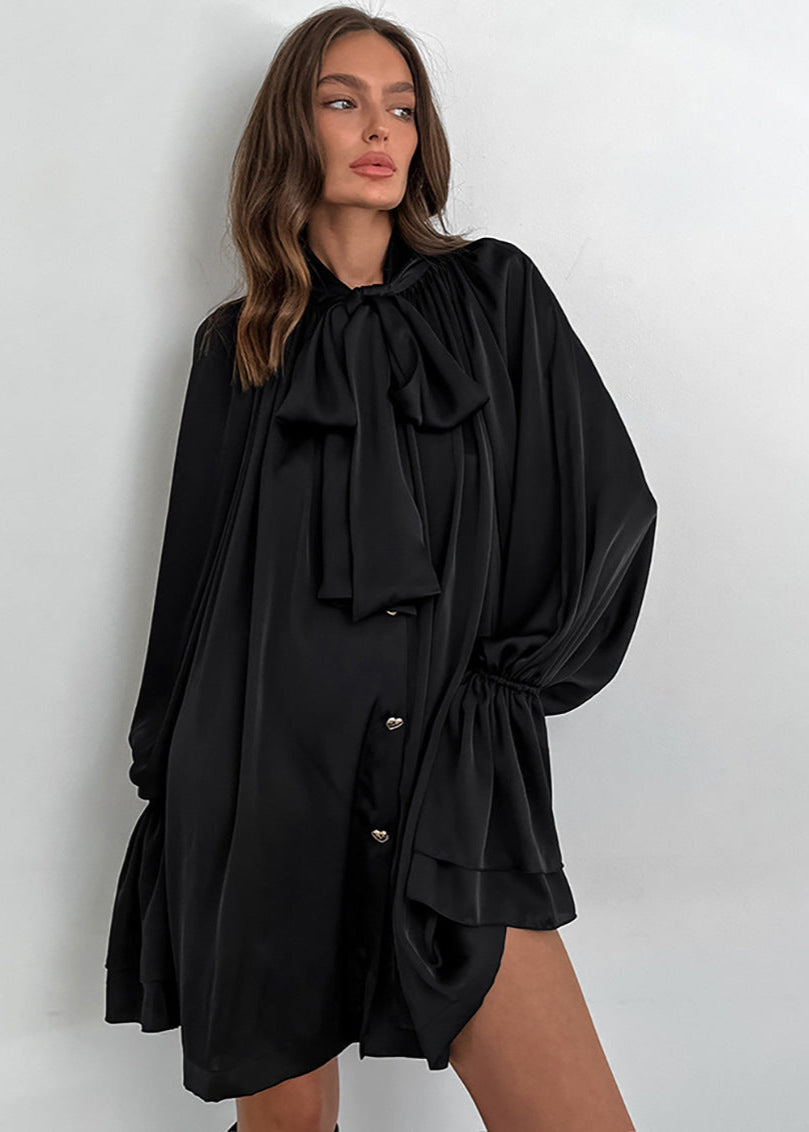 Opulent Grace Bow Tie Blouse Dress
