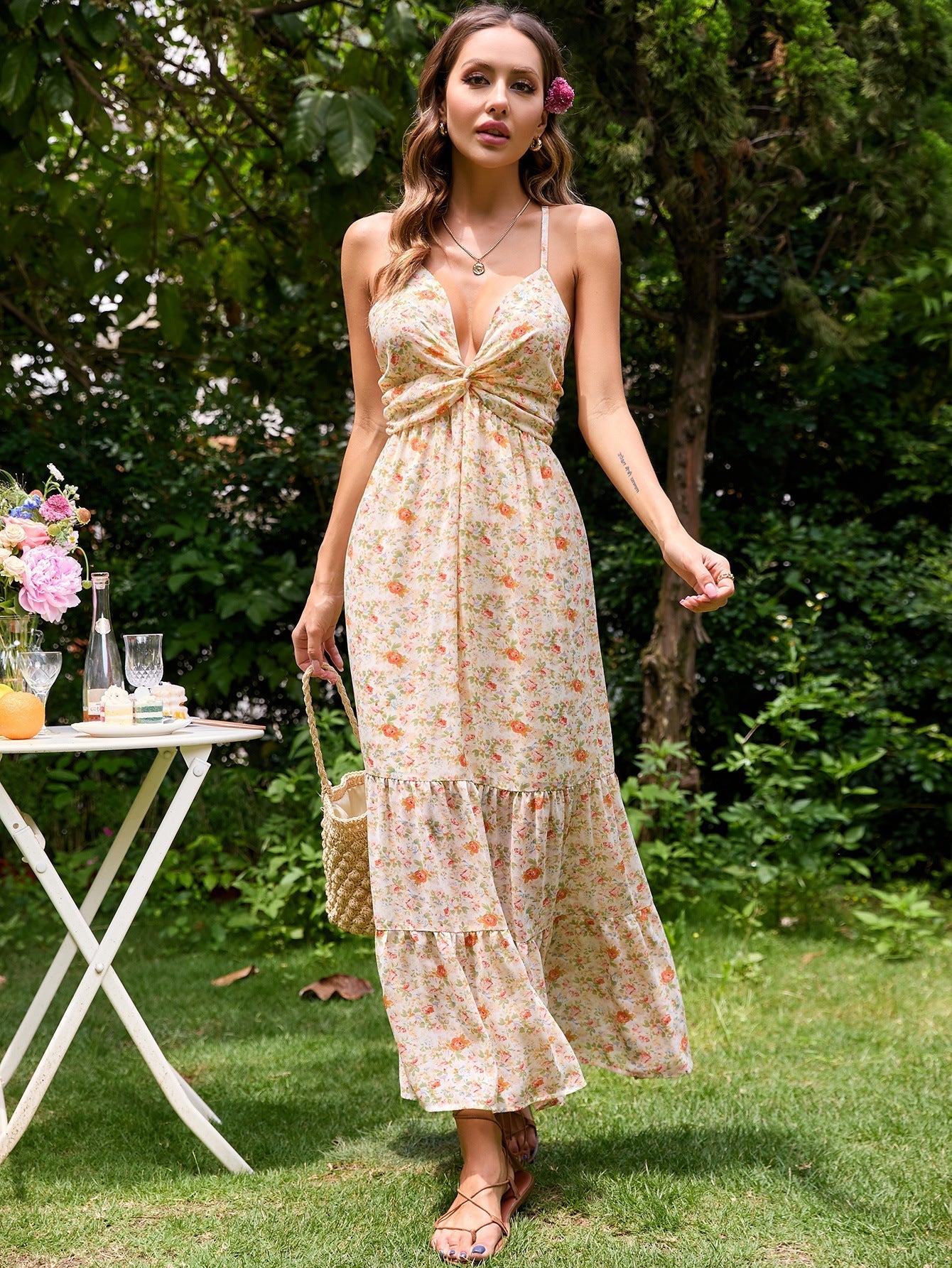 Loved By You Floral Midi Dress Blush