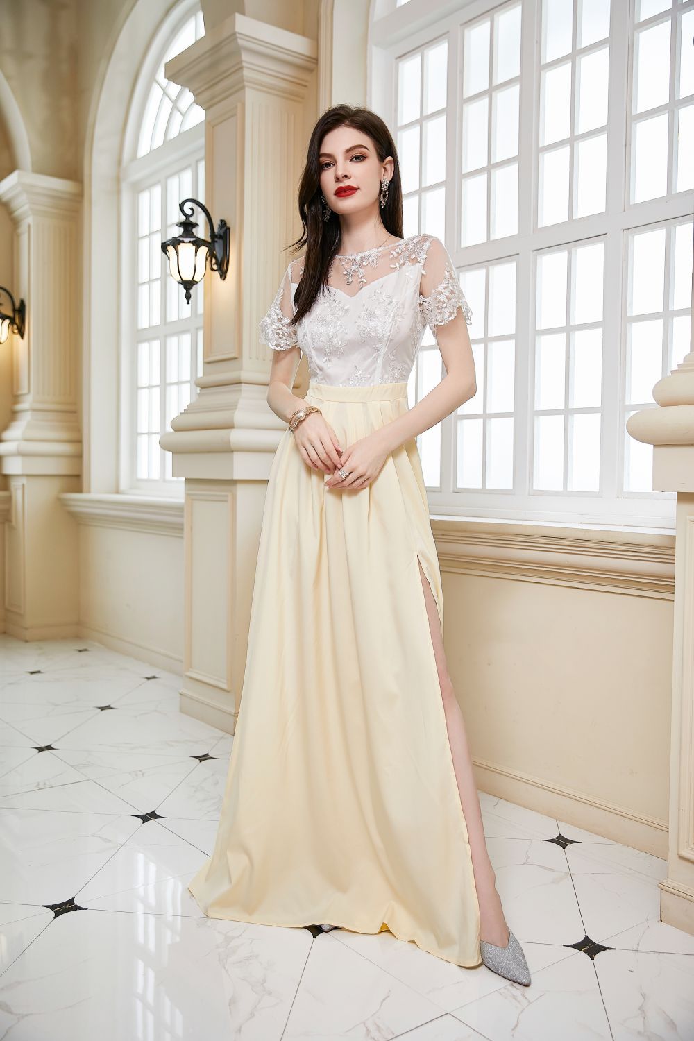 Sexy Dress Autumn Lace Short Sleeve Wedding Bridesmaid Dress Cocktail Evening Dress