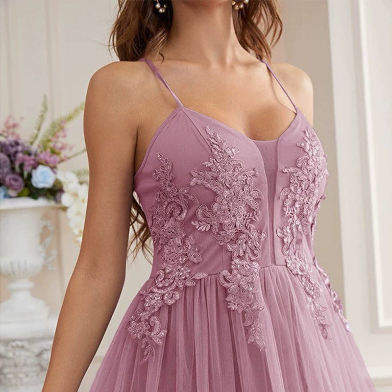 Sling Dress Embroidered Mesh Lace Swing Fresh Fairy Dress