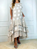 Valentina Cotton Polka Dot Tiered Midi Dress FINAL