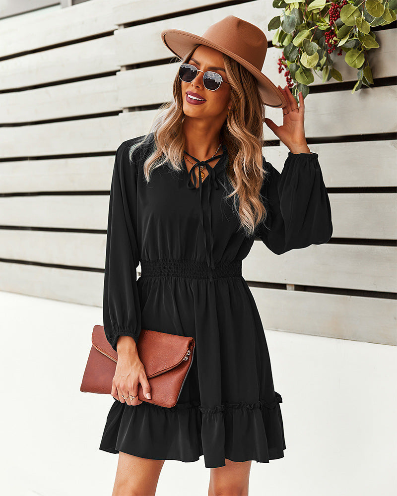 Indy Billowed Ruffle Dress Black