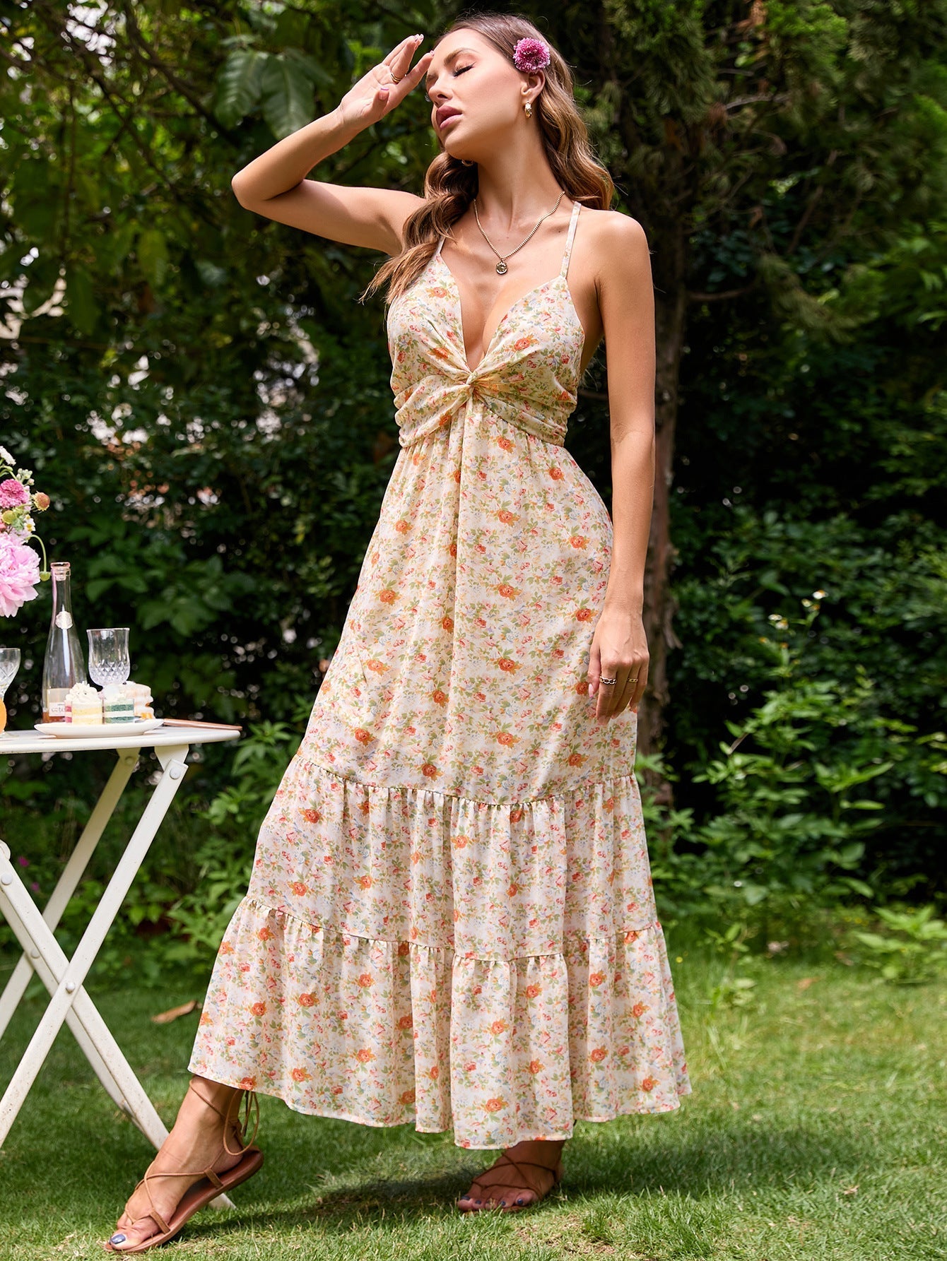 Loved By You Floral Midi Dress Blush