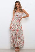 Lilyanne Floral Smocked Tie Strap Maxi Dress Blush Multi