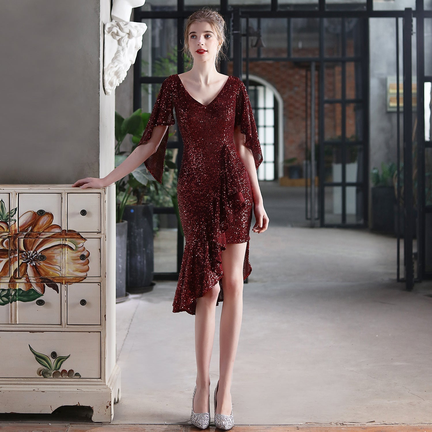 Cocktail Evening Colorful Sequin Short Dress Party Gathering Small Dress Fairy