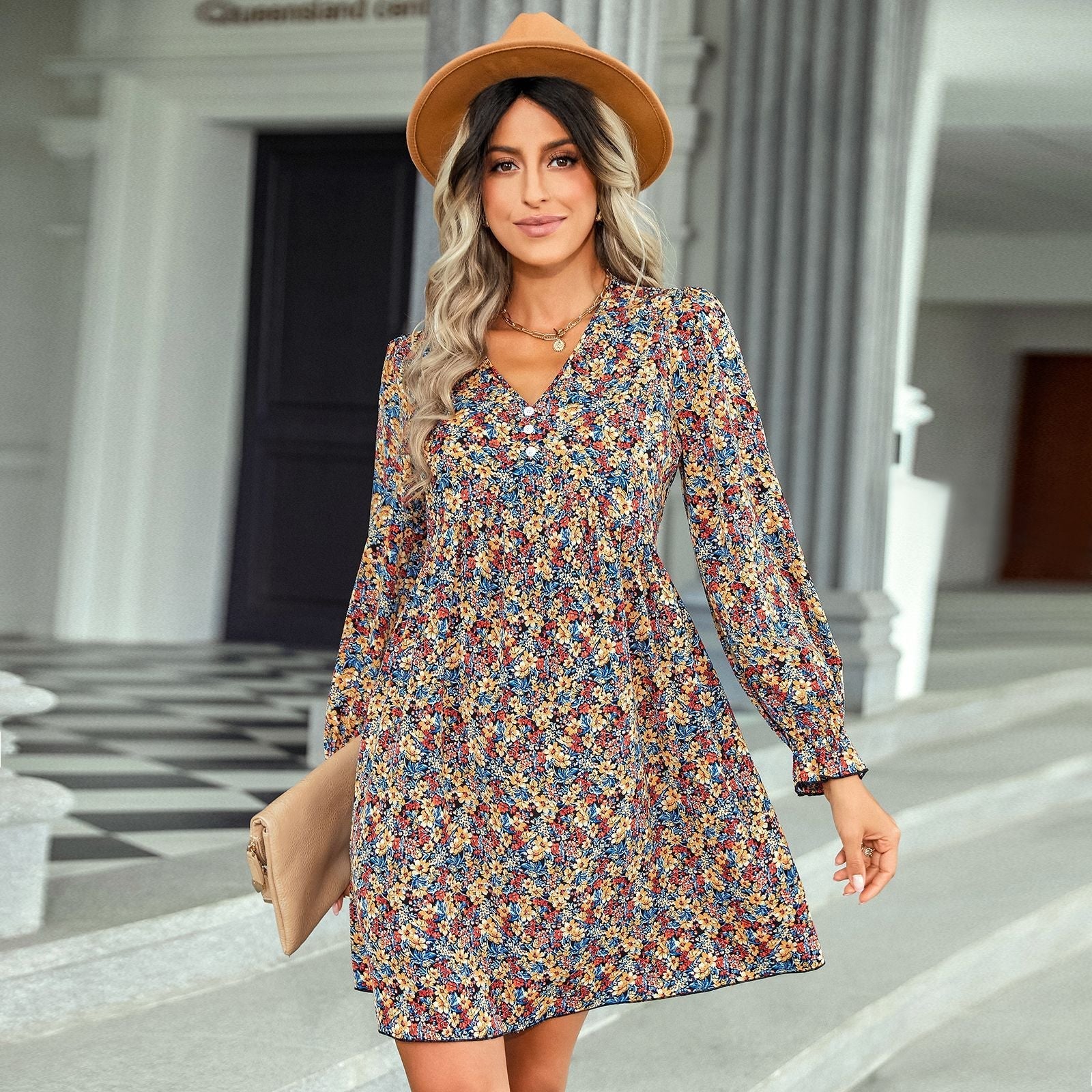 Tompkins Floral Asymmetrical Ruffle Dress FINAL